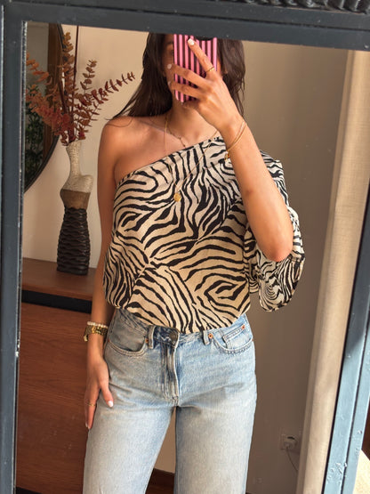 Vestido/top assimétrico zebra