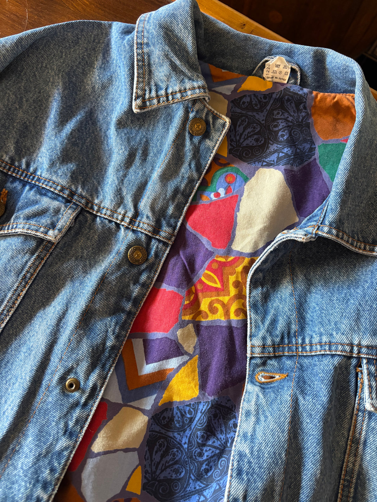 Casaco de Ganga Oversized em Algodão com Forro Estampado