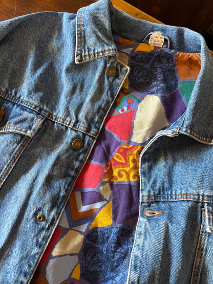 Casaco de Ganga Oversized em Algodão com Forro Estampado