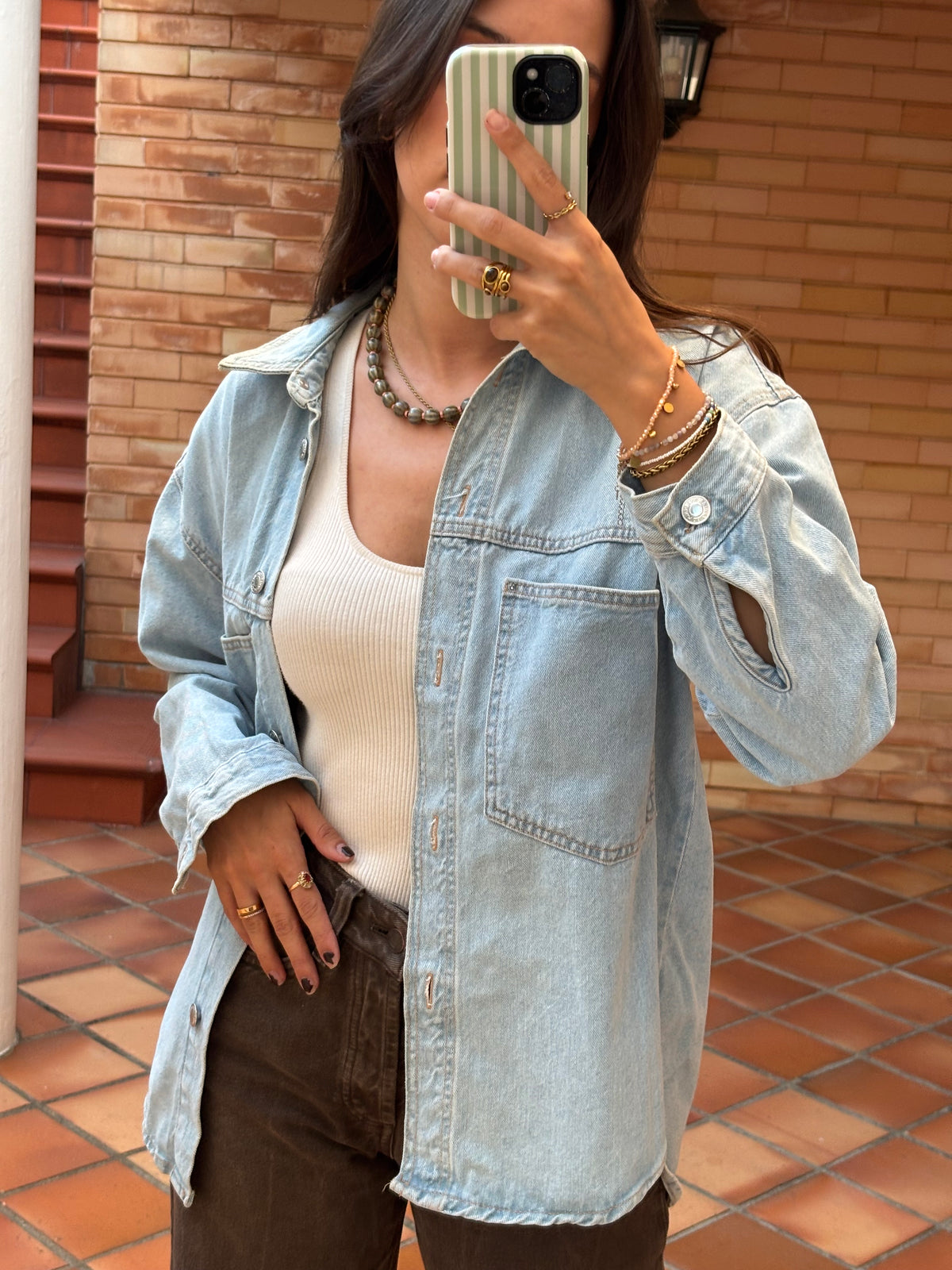 Camisa Jeans Azul Claro Oversized