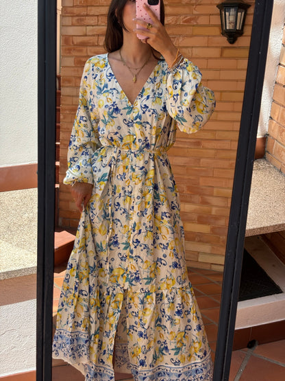 Vestido Estampado Floral Limões Novo
