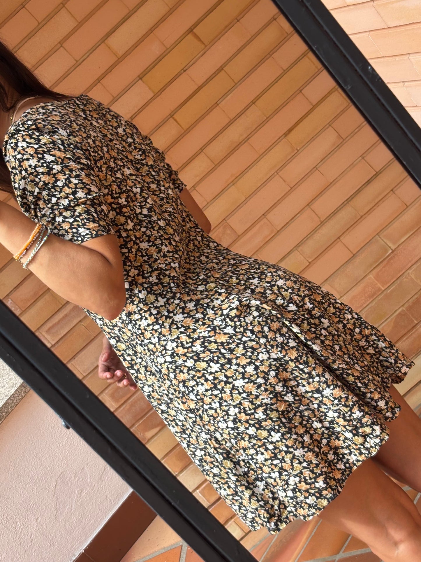 Vestido Estampado Floral Botões