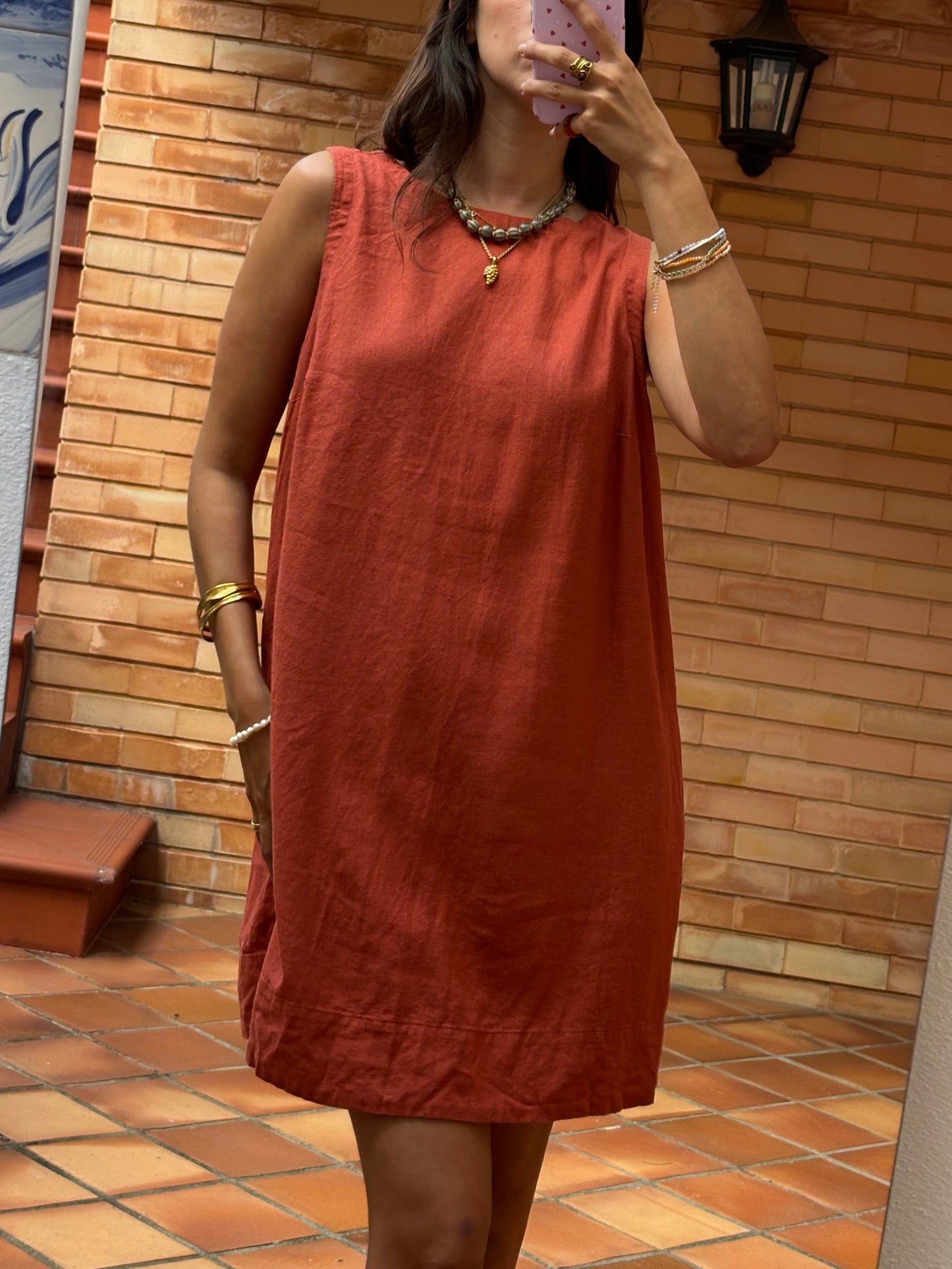 Vestido Terracota Linho