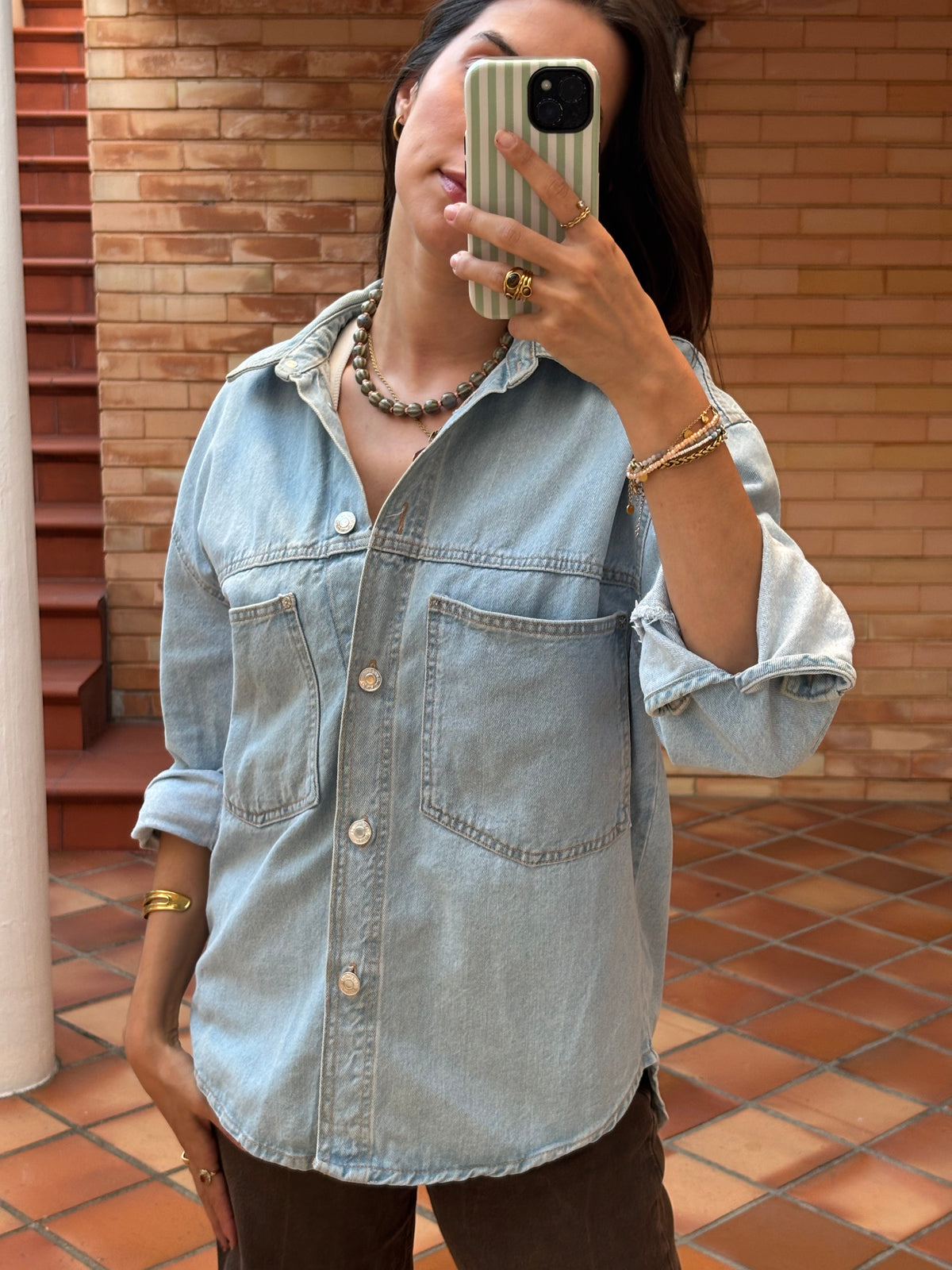 Camisa Jeans Azul Claro Oversized