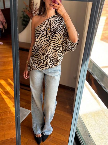 Vestido/top assimétrico zebra