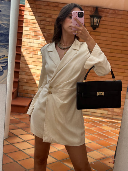 Vestido Blazer em Mistura de Linho