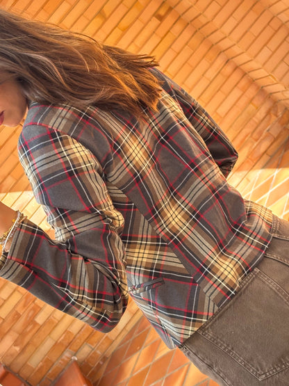 Blazer Rinascimento Xadrez Castanho e Vermelho