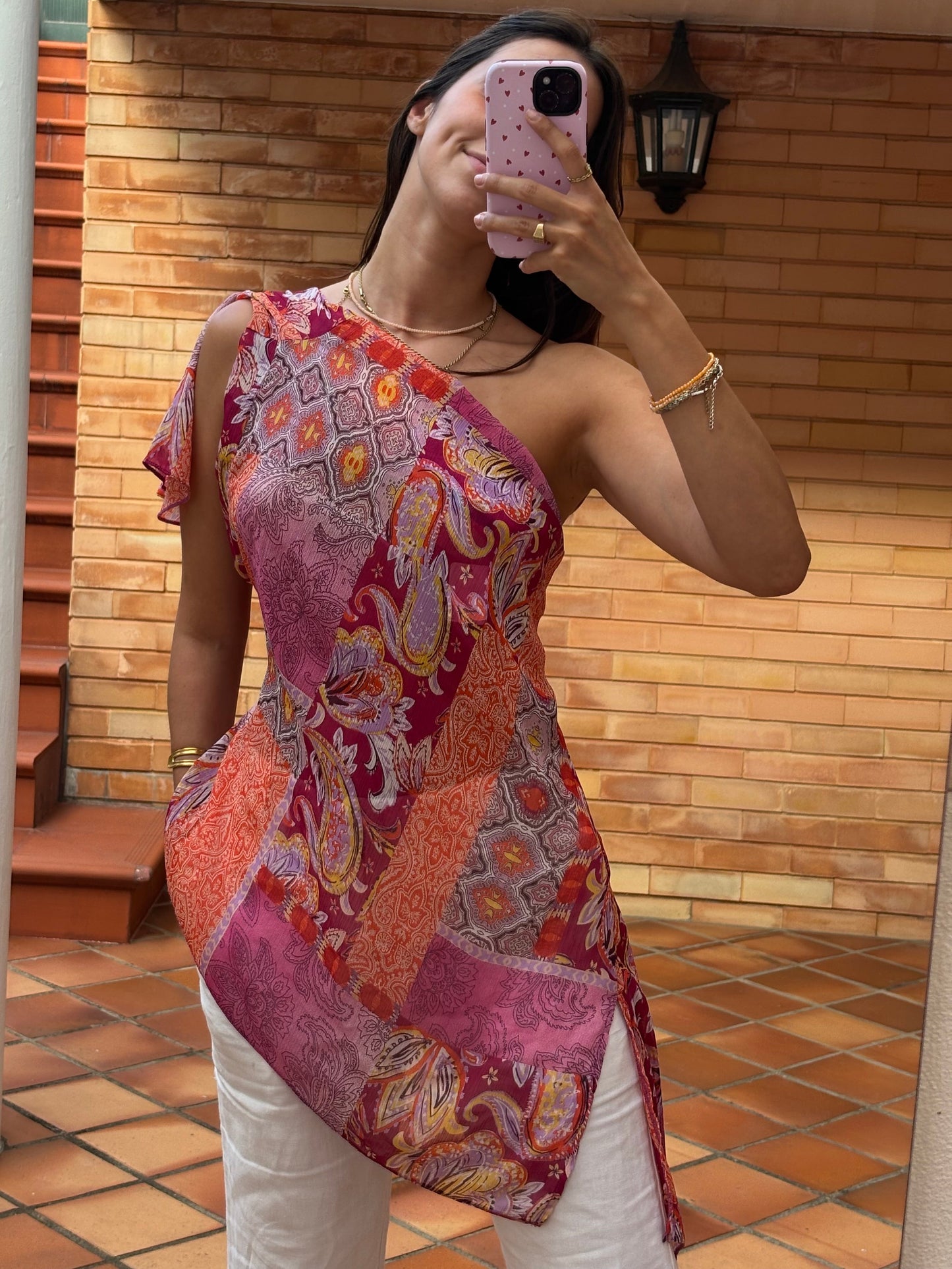 Camisa Fluida Patchwork Multicolor
