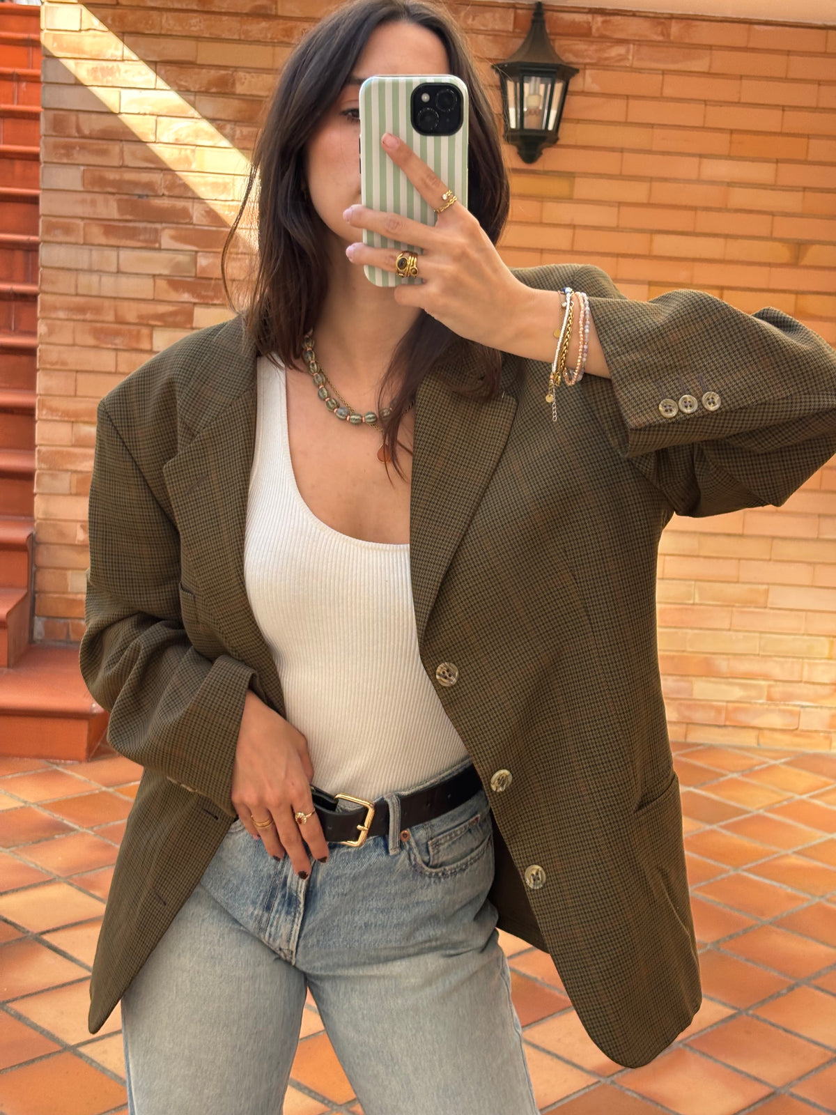Blazer Vintage Xadrez Verde-Oliva