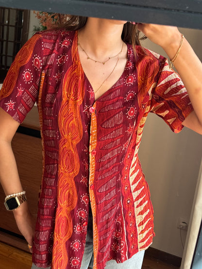 Camisa Vintage Tribal Vermelha