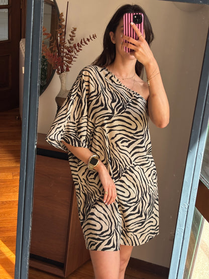 Vestido/top assimétrico zebra