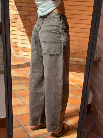 Calças De Ganga Wide Leg Castanho
