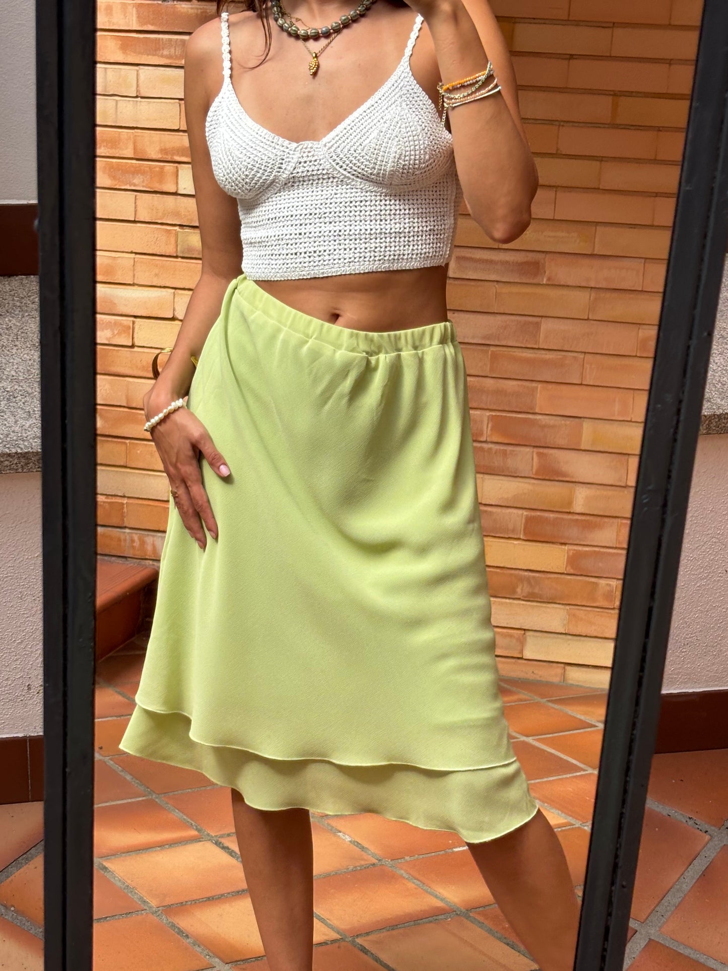 Saia Verde-Lima Acetinada