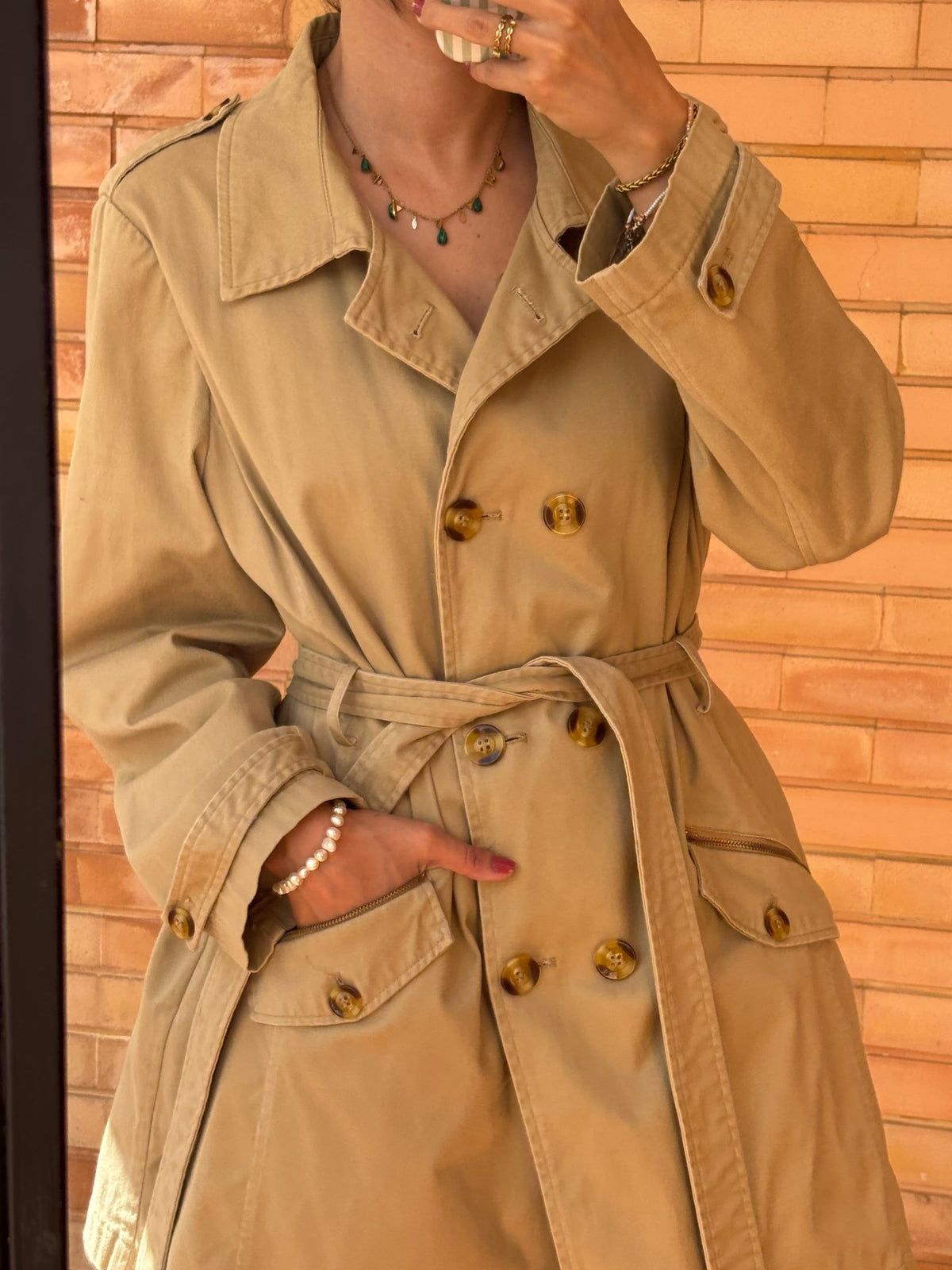 Trench Cortefiel Camel Clássico em Algodão