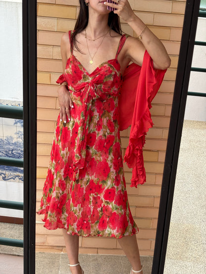 Vestido floral Etxart & Panno + echarpe