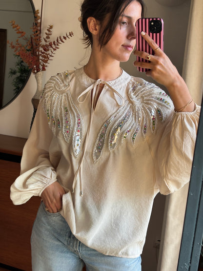Blusa Mochy 100% Algodão com Missangas