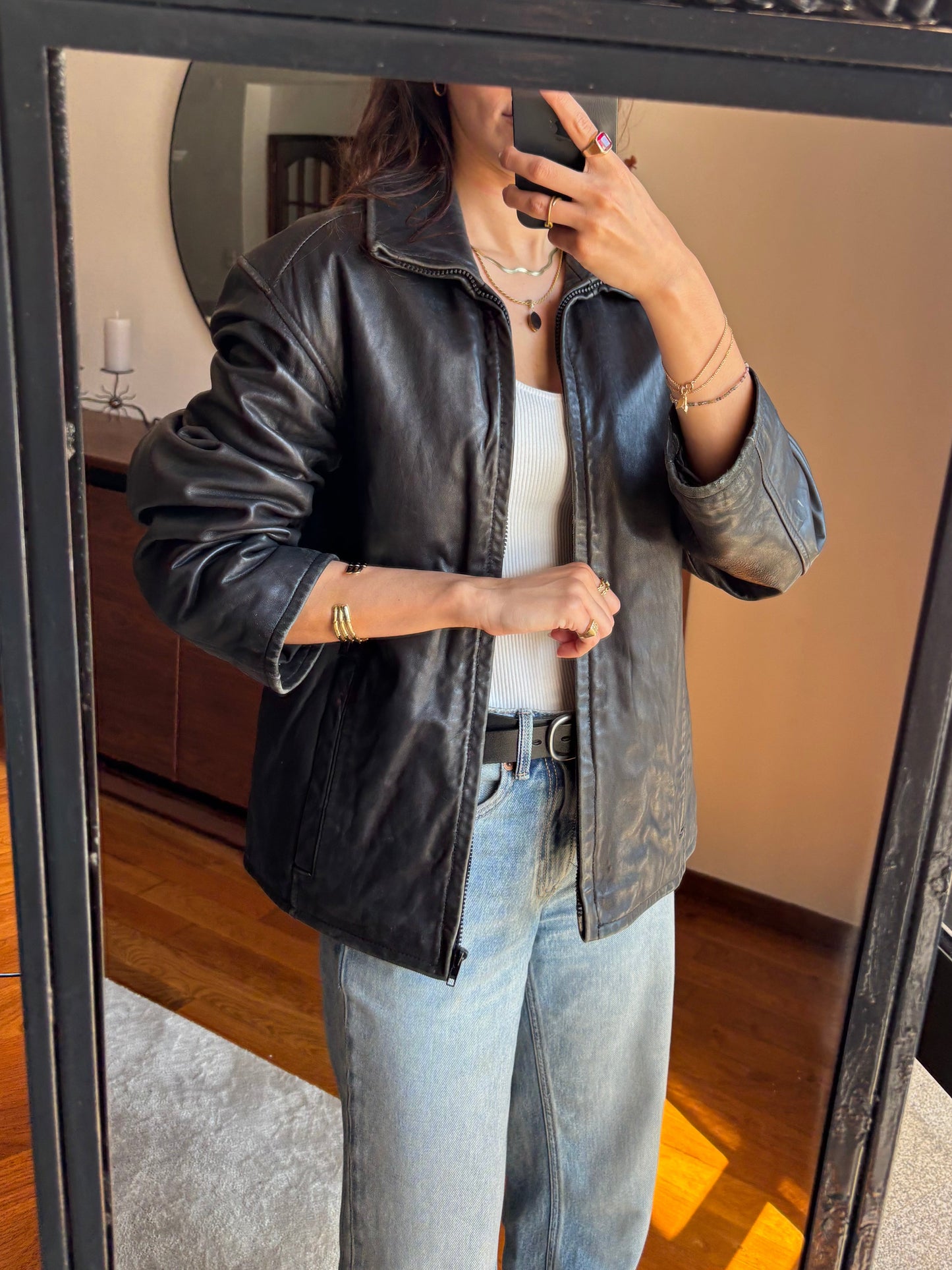 KNOLES & CARTER GENUINE ITALIAN LAMBSKIN LEATHER JACKET