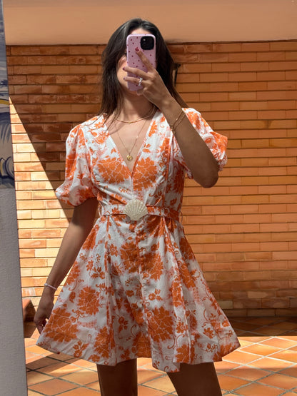 Vestido Curto Floral White Deer