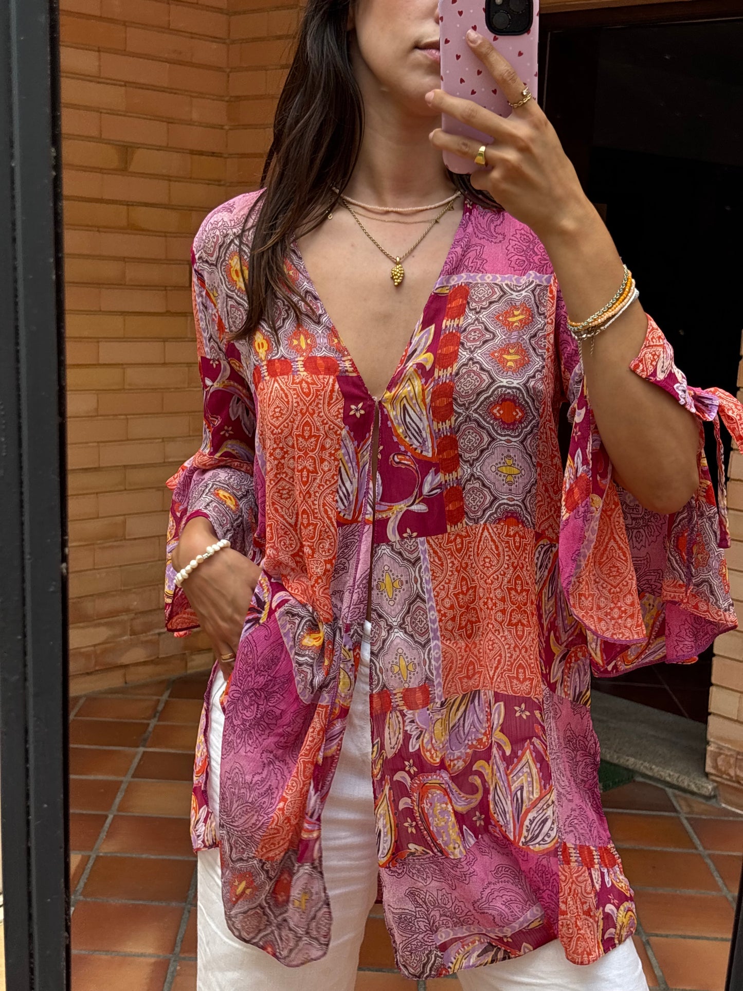 Camisa Fluida Patchwork Multicolor