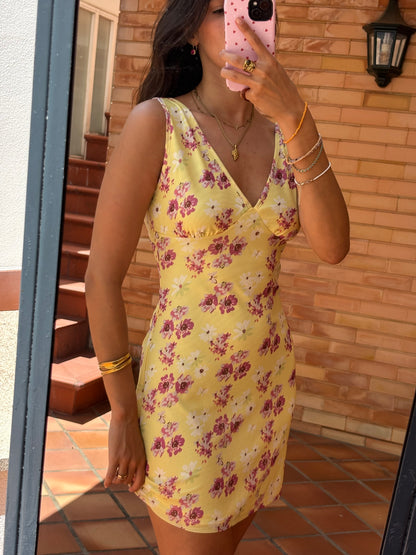 Vestido Mini Floral Amarelo