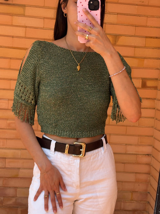 Top Tricot Metalizado Franjas
