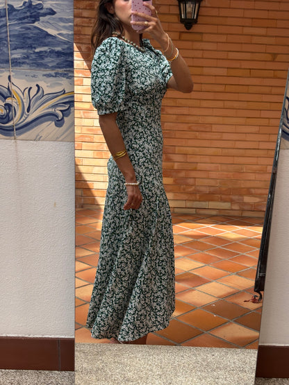 Vestido Floral Verde Midi
