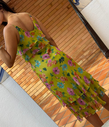Vestido Verde-Lima 100% Seda Roberto Verino