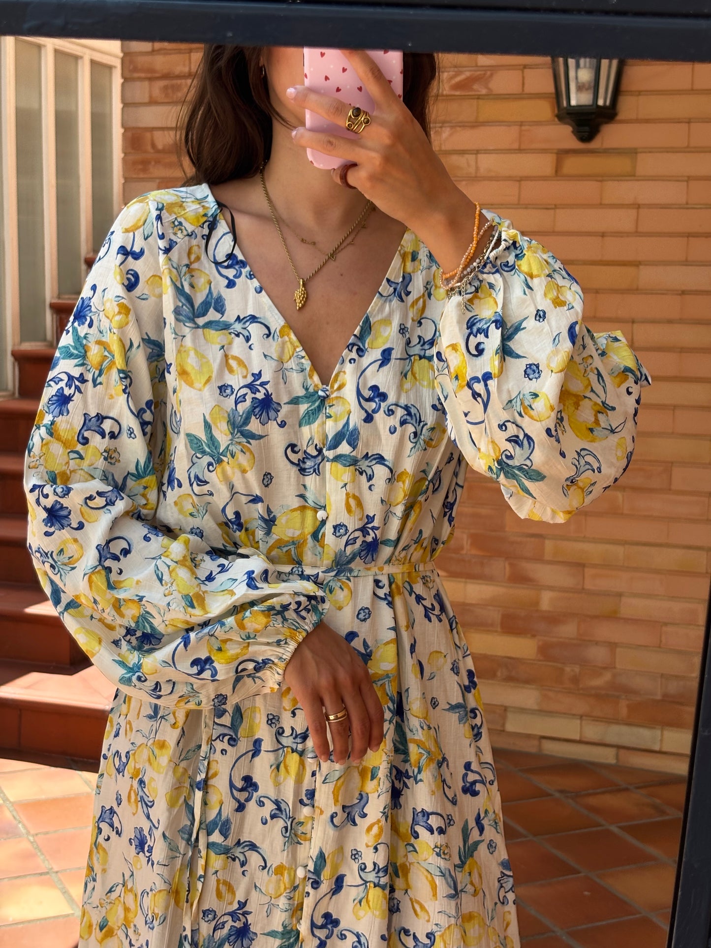 Vestido Estampado Floral Limões Novo