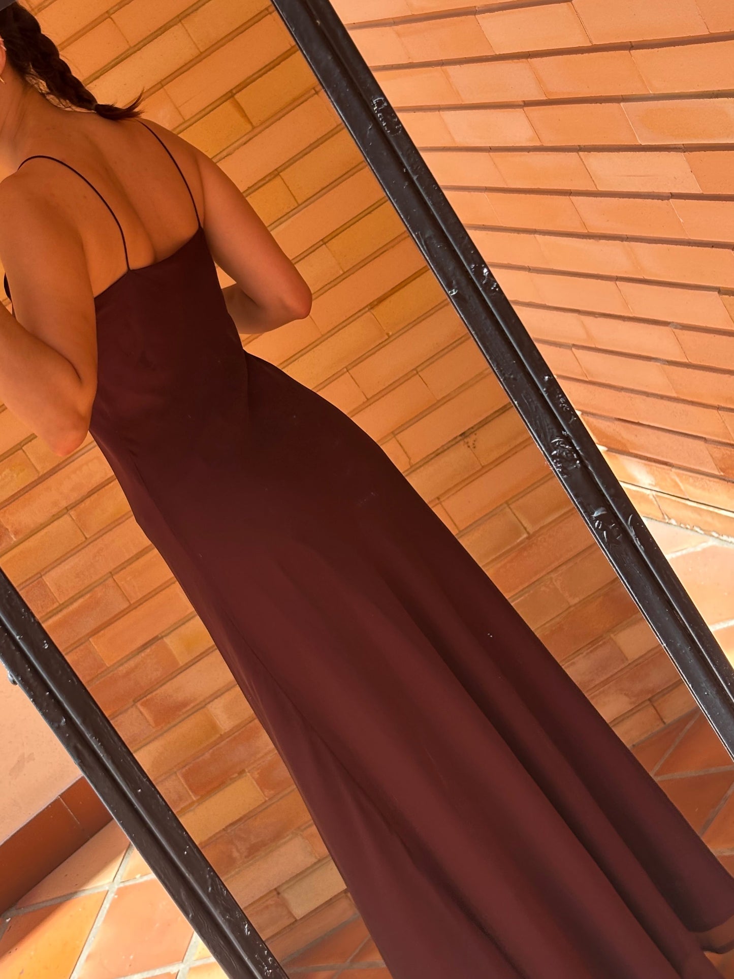 Vestido Slip Longo Bordô