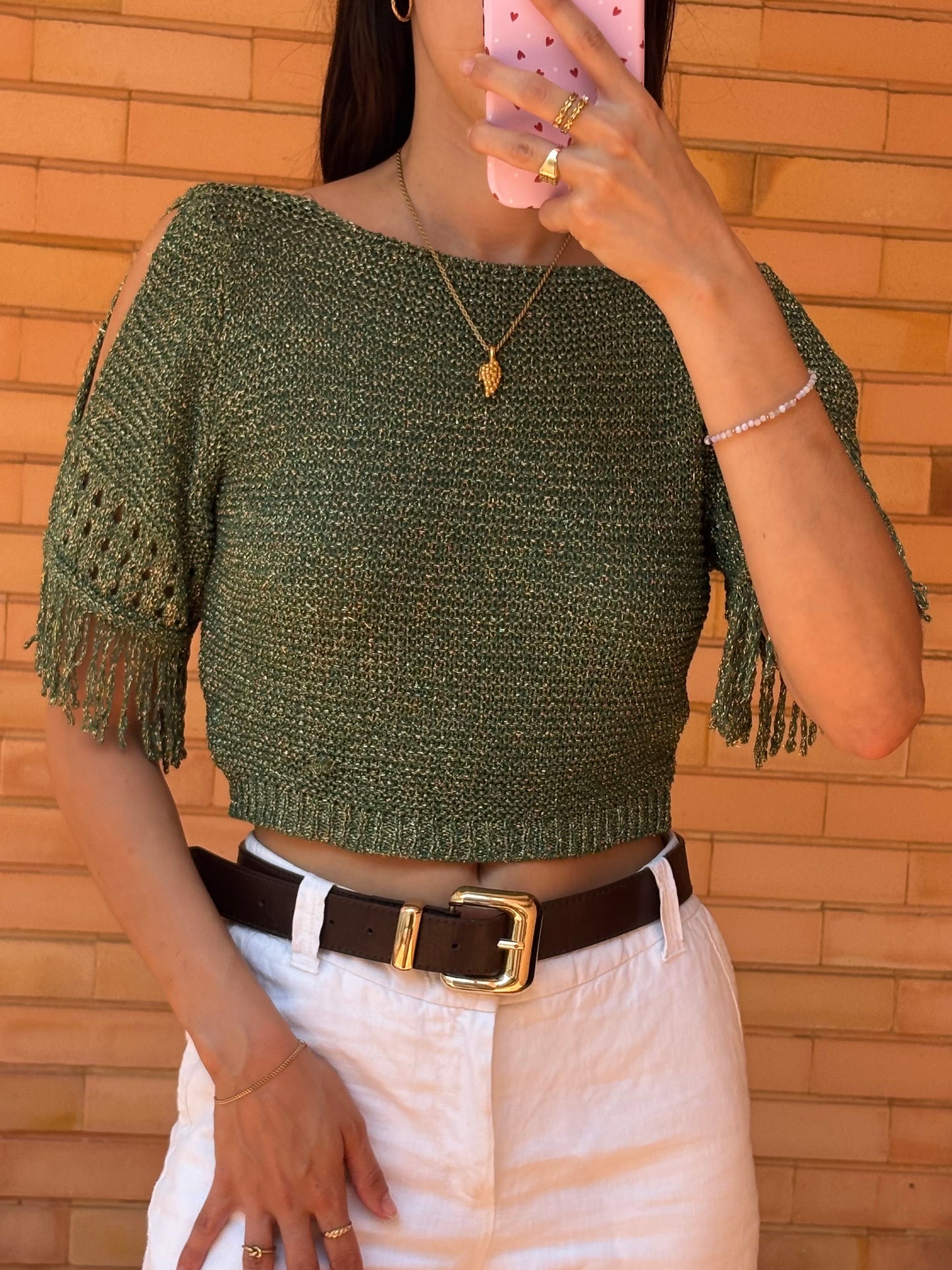 Top Tricot Metalizado Franjas