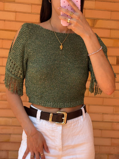 Top Tricot Metalizado Franjas