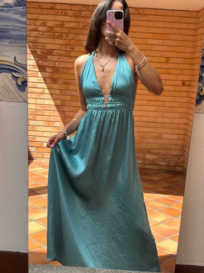 Vestido Turquesa Acetinado