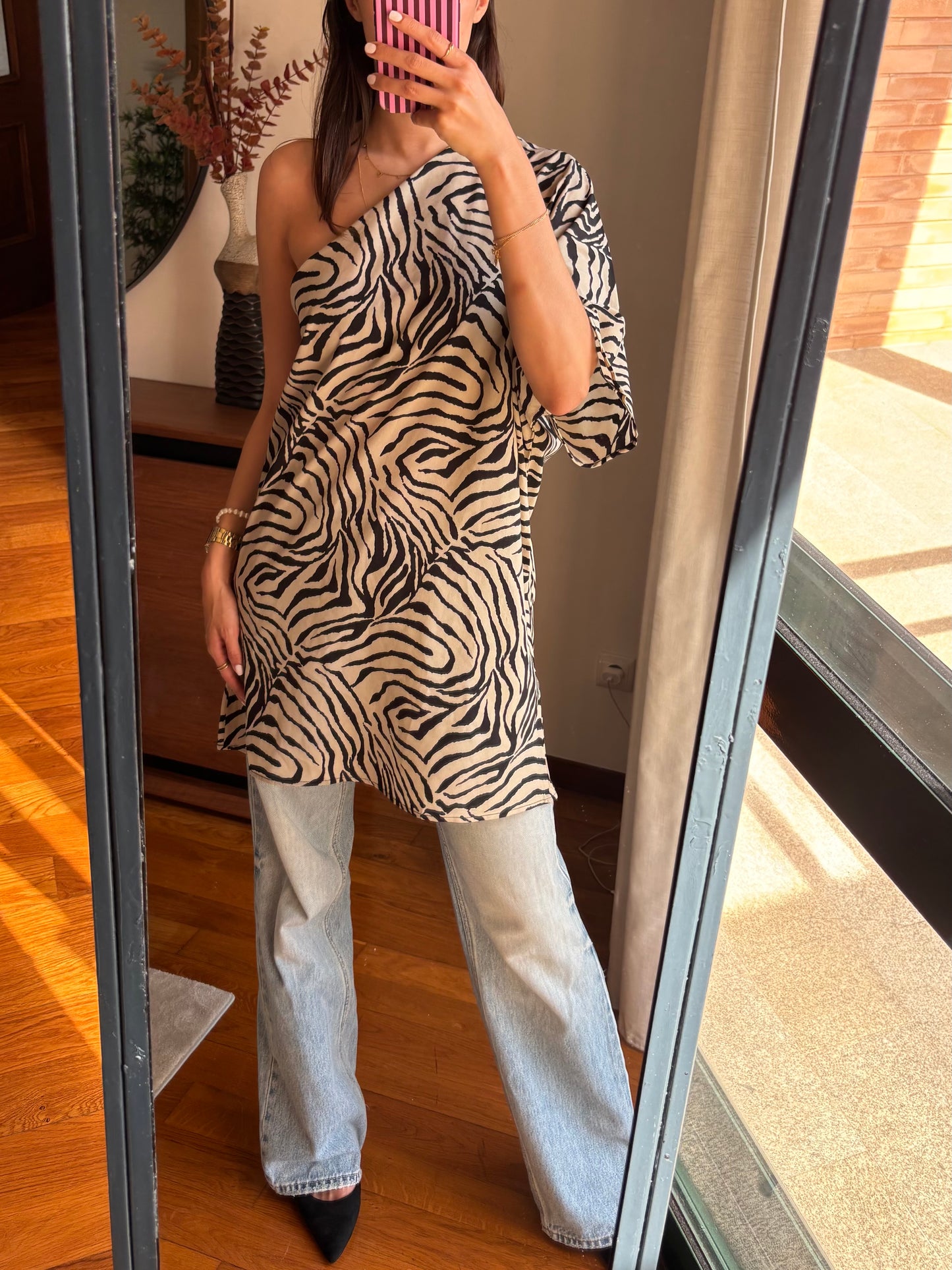 Vestido/top assimétrico zebra