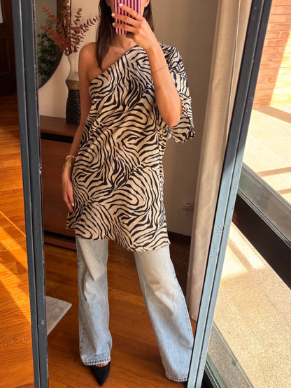 Vestido/top assimétrico zebra