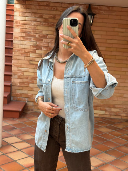 Camisa Jeans Azul Claro Oversized