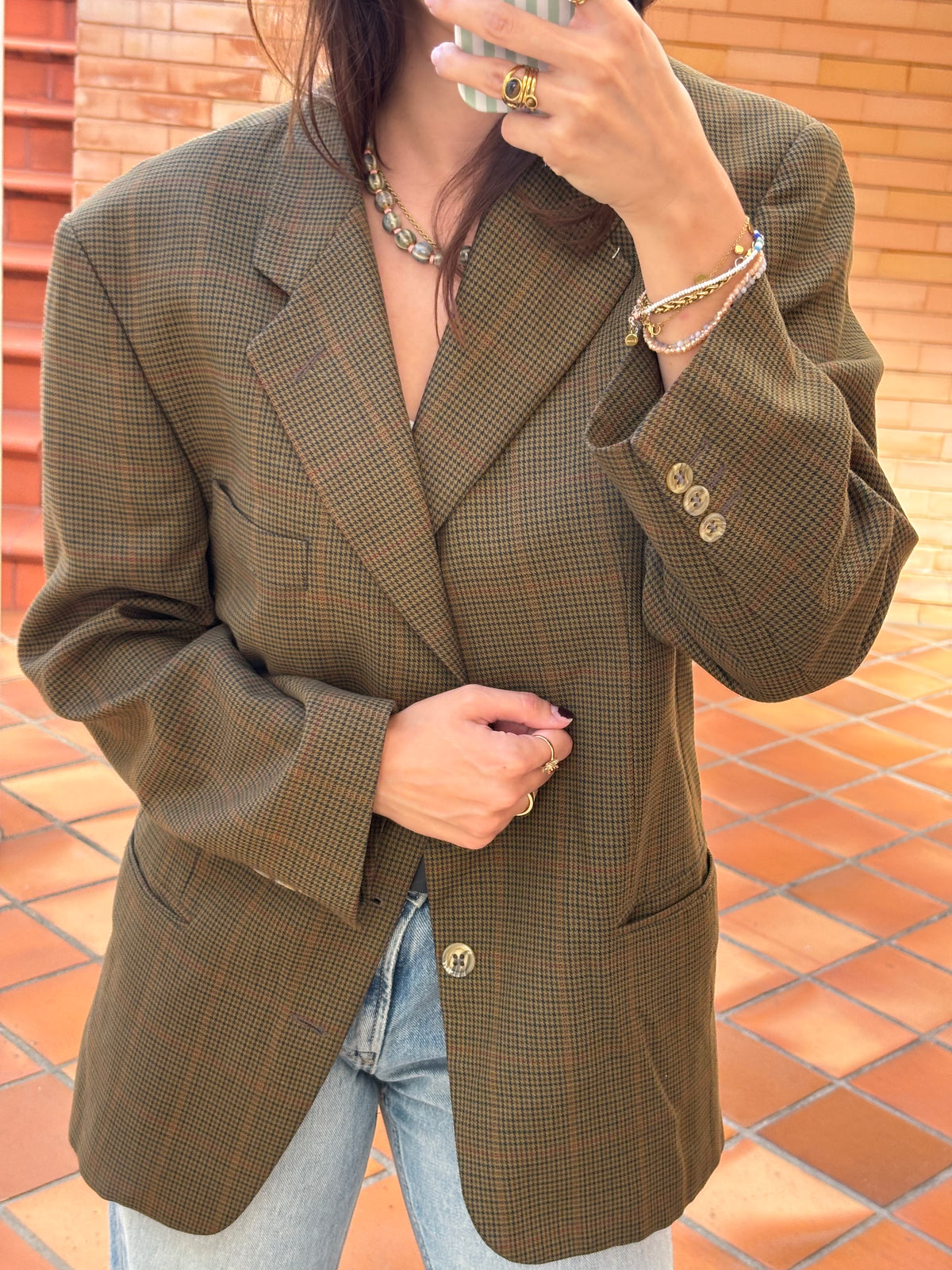 Blazer Vintage Xadrez Verde-Oliva