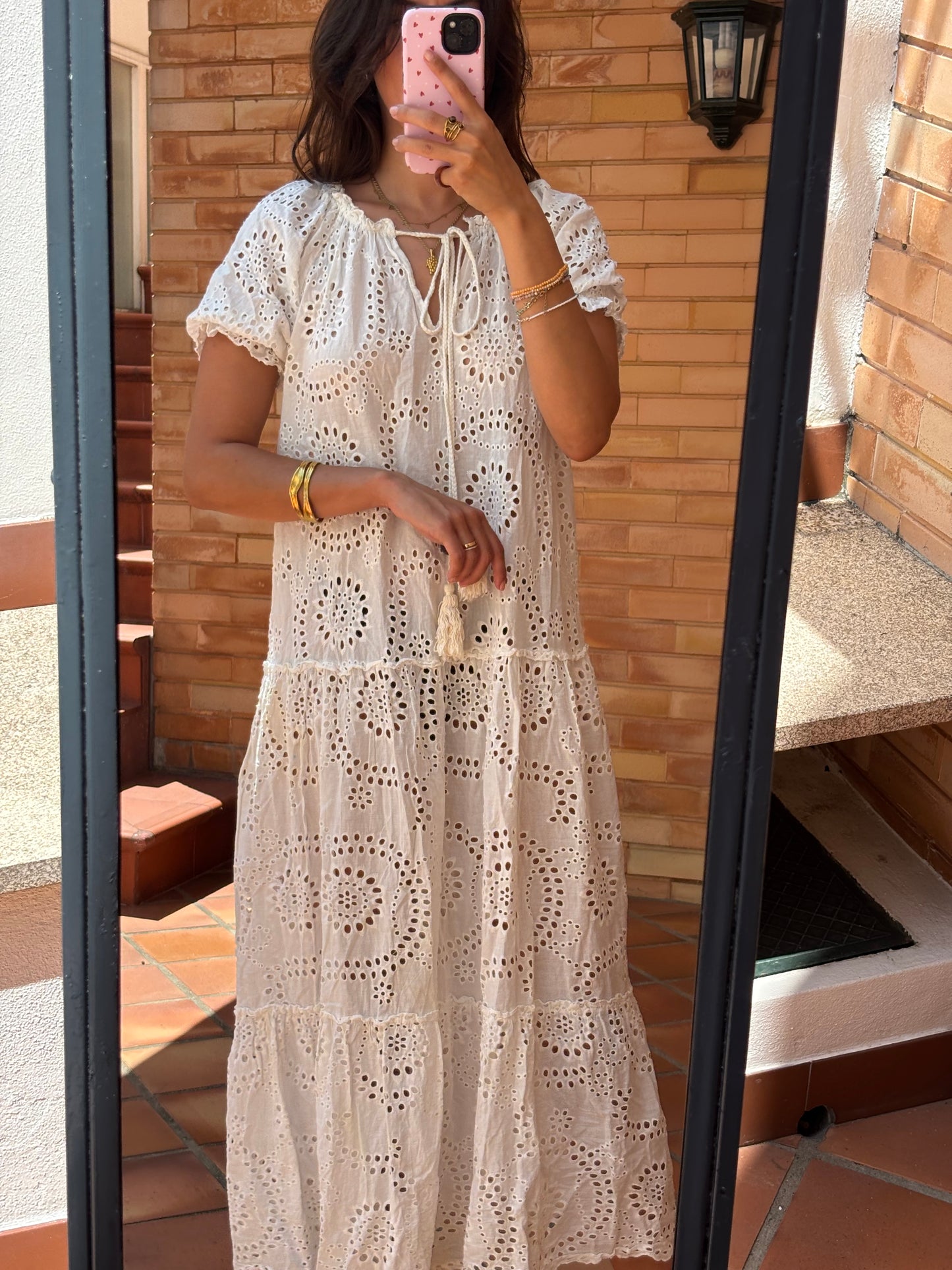 Vestido Maxi Branco Bordado