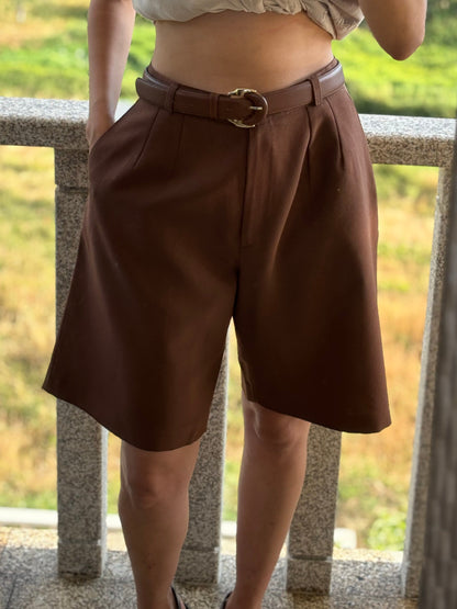 Calções Castanhos de Cintura Alta