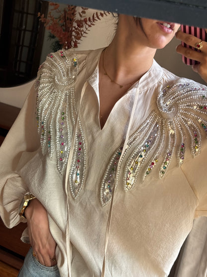 Blusa Mochy 100% Algodão com Missangas
