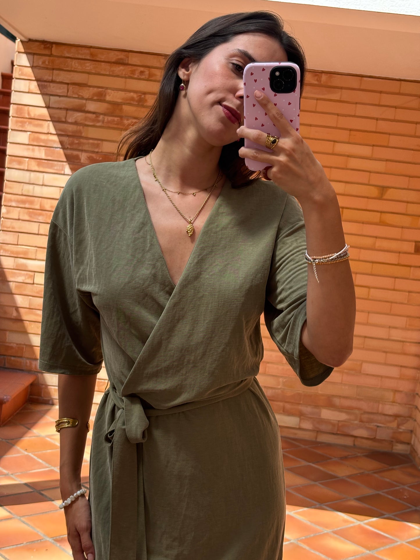 Vestido Caqui Midi Zara