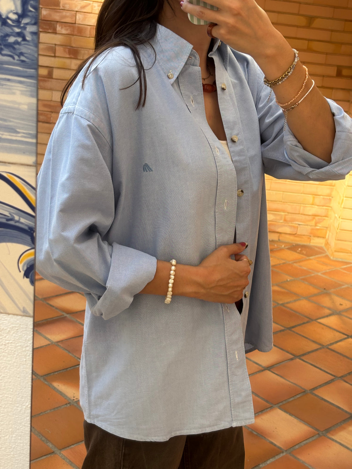 Camisa Quebramar Azul Clássica em Algodão