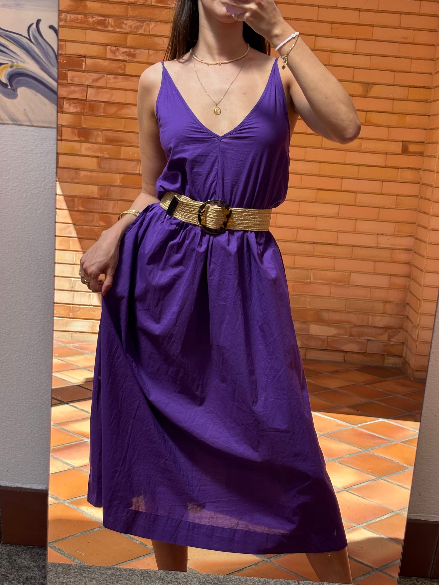Vestido Midi Alças Benetton com cinto