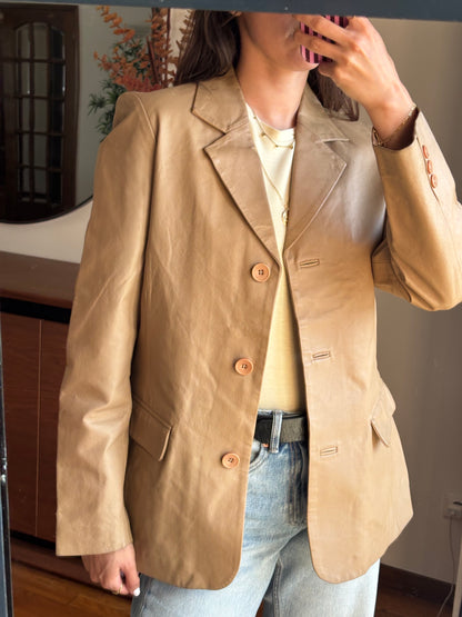 Blazer em Pele Genuína Camel