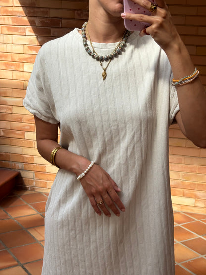 Vestido Creme Algodão