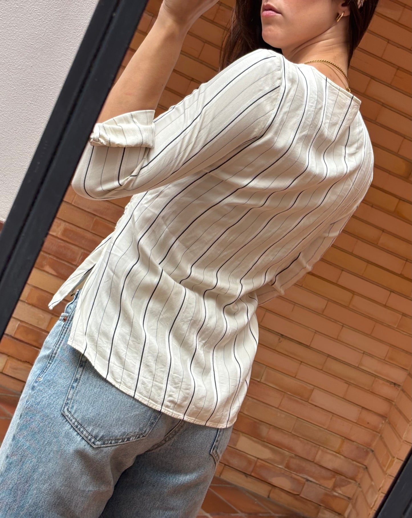 Blusa Riscas Cruzada Mango Suit