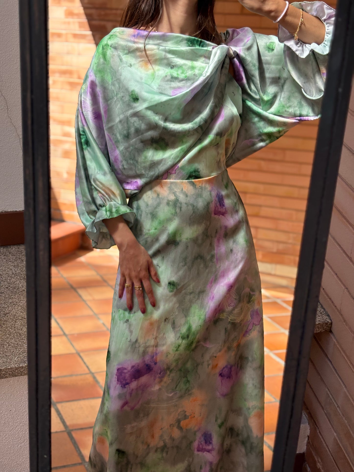 Conjunto Satin Estampado Floral Aquarela