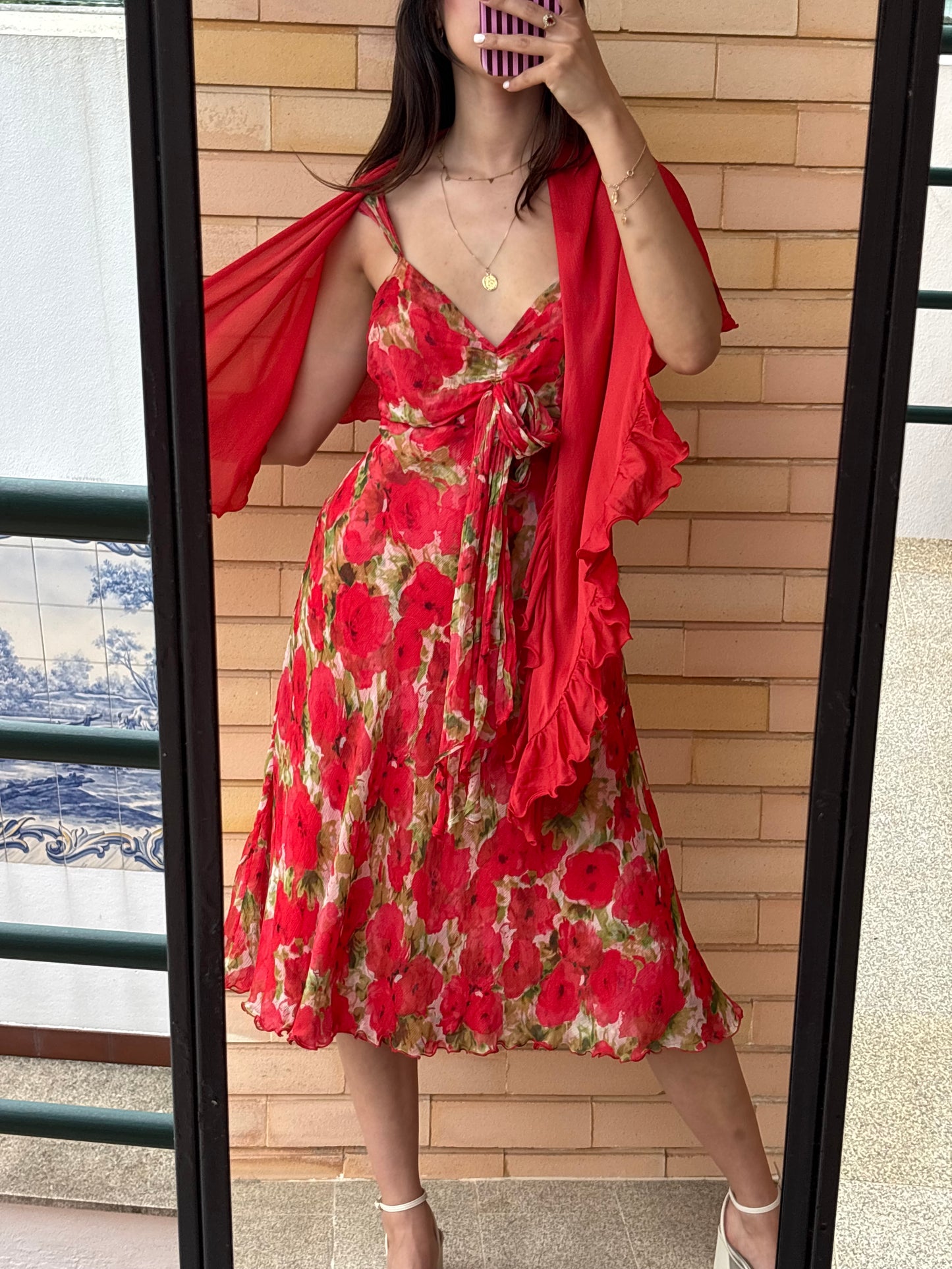 Vestido floral Etxart & Panno + echarpe