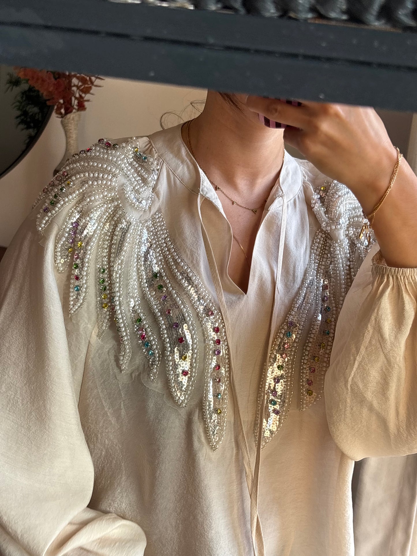 Blusa Mochy 100% Algodão com Missangas