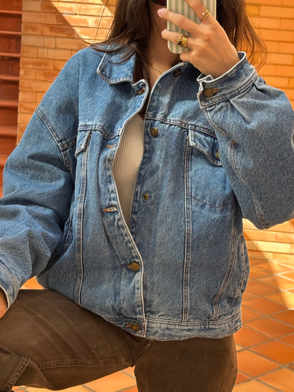 Casaco de Ganga Oversized em Algodão com Forro Estampado