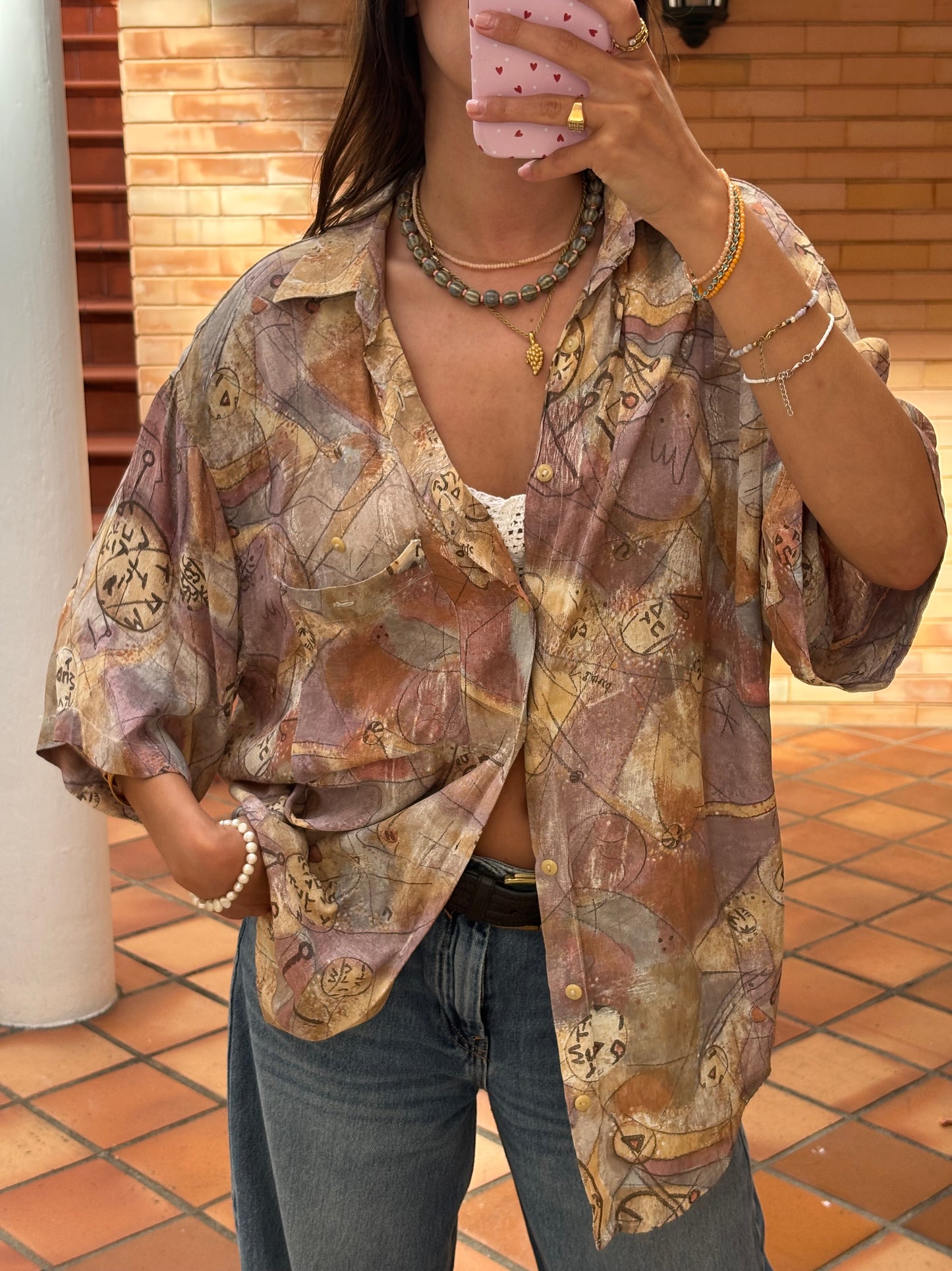 Camisa Oversized Estampada Abstrata